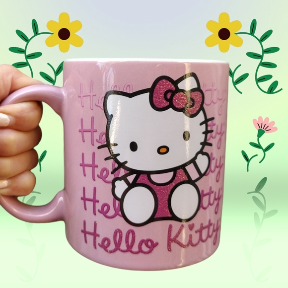🎯🎯Sale🎯🎯 NWT San Rio Hello Kitty Pink Glitter Coffee Mug - Picture 4 of 4